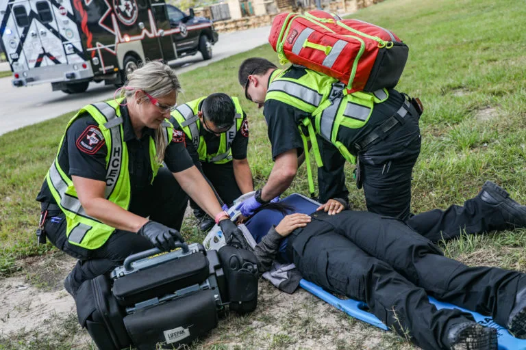 Emergency medical personnel serving their community